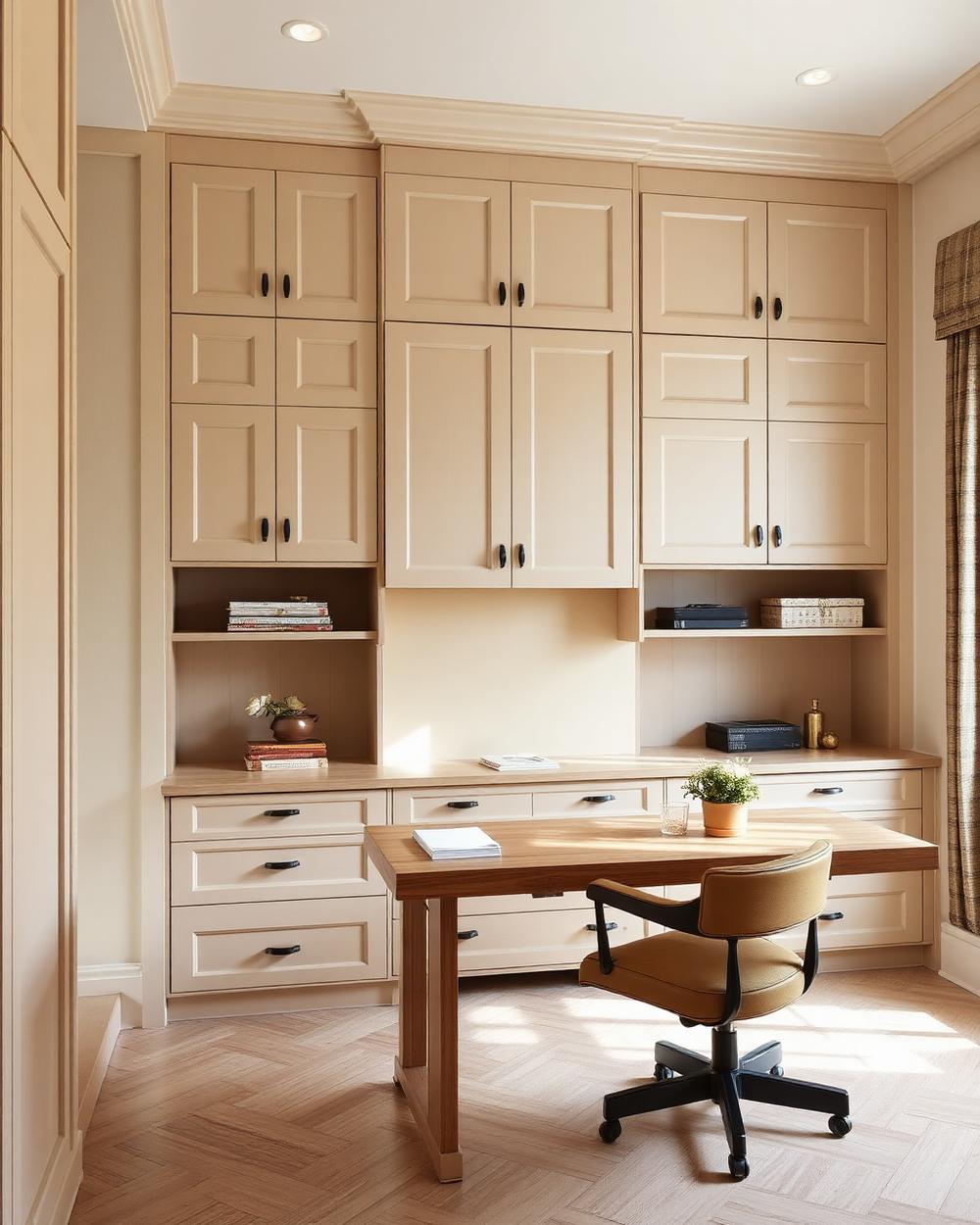 Bespoke home office cabinetry with a solid timber desk and full-height joinery
