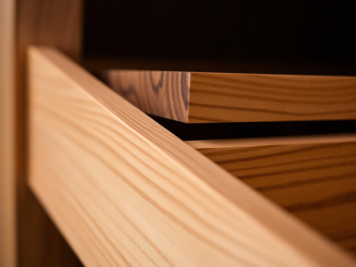 Detail of precision-finished solid oak joinery made in our workshop
